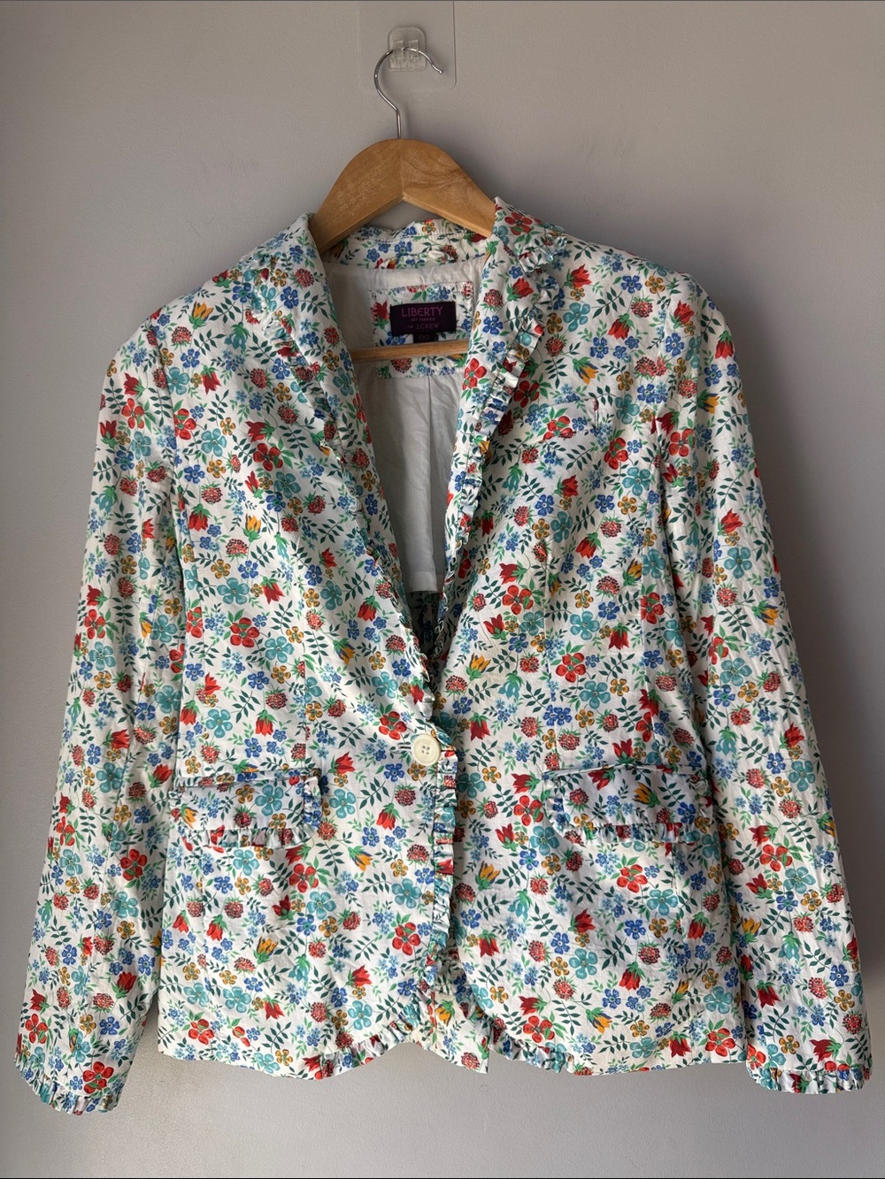 J. Crew Floral Liberty Art Fabrics Blazer Ruffle Trim